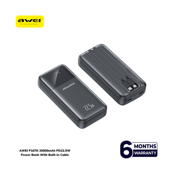 Awei P107K 20000mah 22.5W Fast Charging Digital Display Power Bank